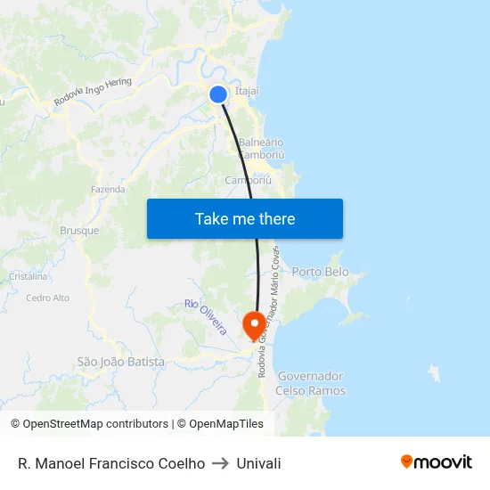 R. Manoel Francisco Coelho to Univali map
