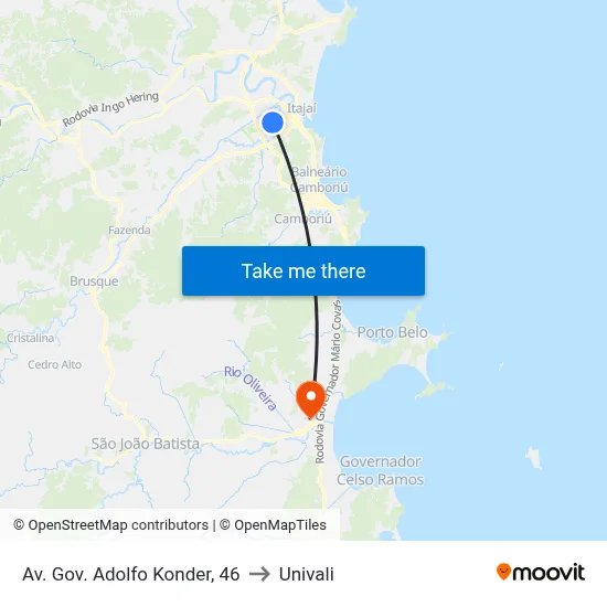 Av. Gov. Adolfo Konder, 46 to Univali map