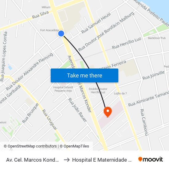 Av. Cel. Marcos Konder, 387 | Fort Atacadista to Hospital E Maternidade Marieta Konder Bornhausen map