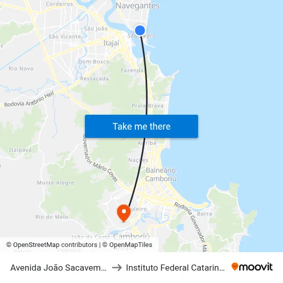 Avenida João Sacavem 648 to Instituto Federal Catarinense map