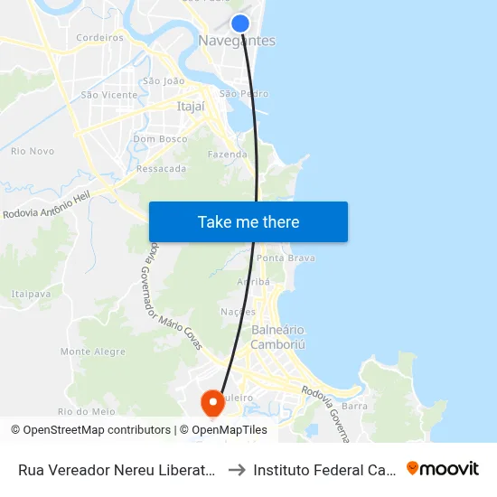 Rua Vereador Nereu Liberato Nunes 757 to Instituto Federal Catarinense map