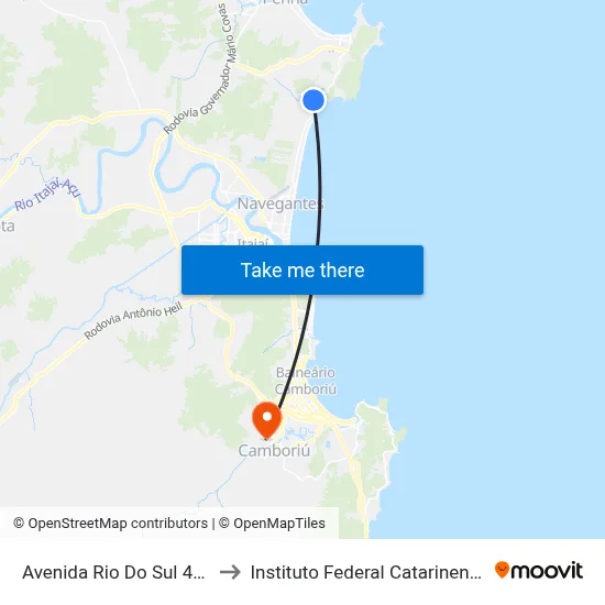 Avenida Rio Do Sul 460 to Instituto Federal Catarinense map