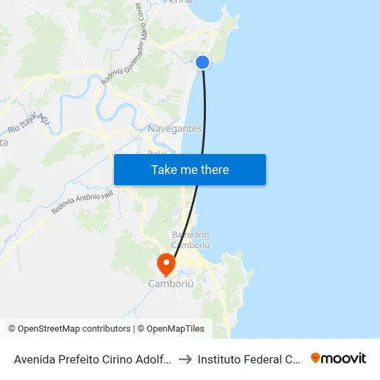 Avenida Prefeito Cirino Adolfo Cabral 9655 to Instituto Federal Catarinense map