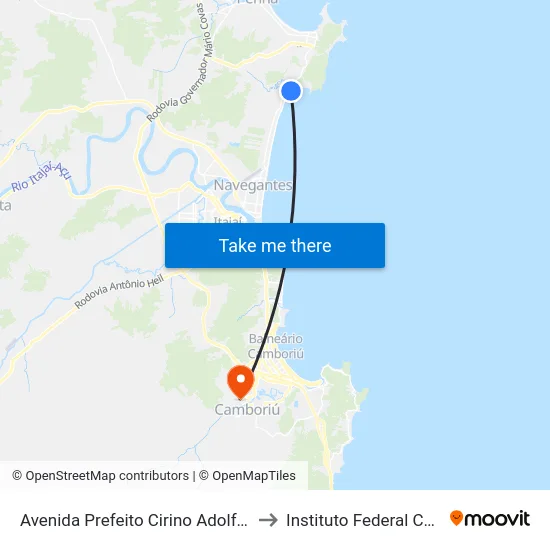 Avenida Prefeito Cirino Adolfo Cabral 8455 to Instituto Federal Catarinense map