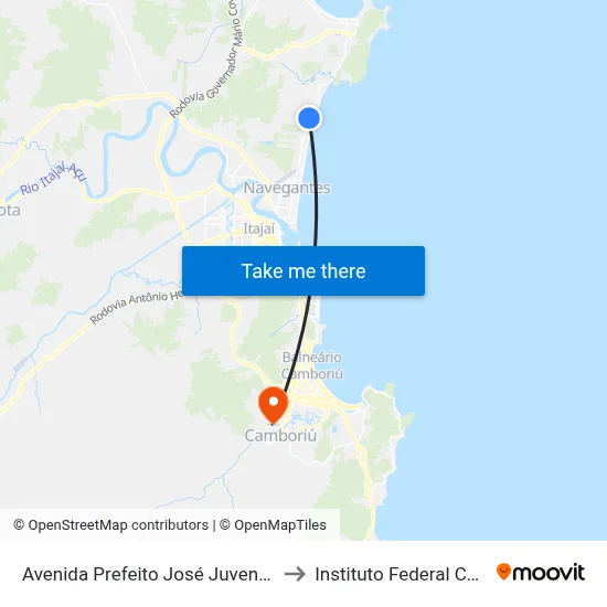 Avenida Prefeito José Juvenal Mafra 5526 to Instituto Federal Catarinense map