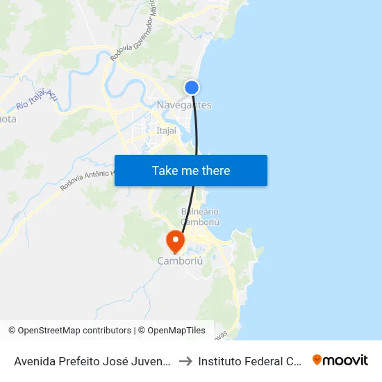 Avenida Prefeito José Juvenal Mafra 3663 to Instituto Federal Catarinense map