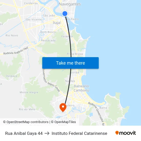 Rua Anibal Gaya 44 to Instituto Federal Catarinense map