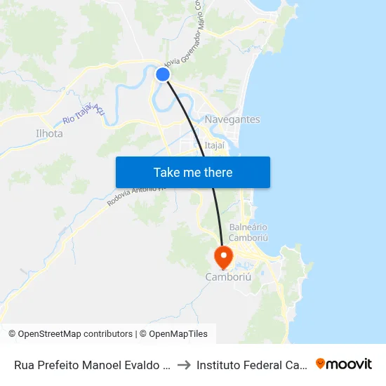 Rua Prefeito Manoel Evaldo Müller 6671 to Instituto Federal Catarinense map