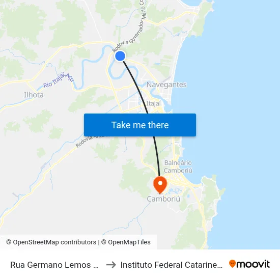 Rua Germano Lemos 442 to Instituto Federal Catarinense map