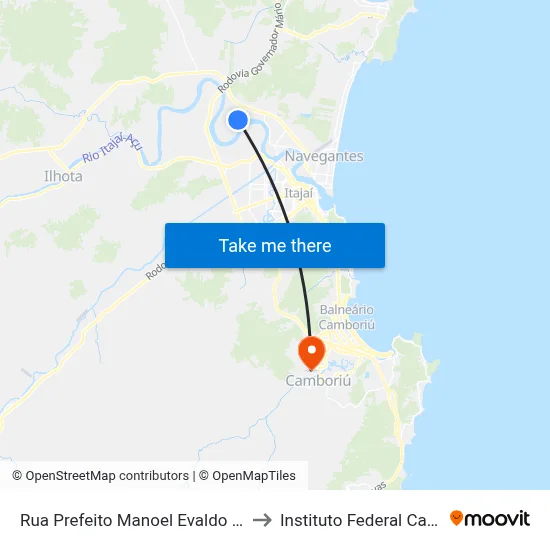 Rua Prefeito Manoel Evaldo Müller 4172 to Instituto Federal Catarinense map