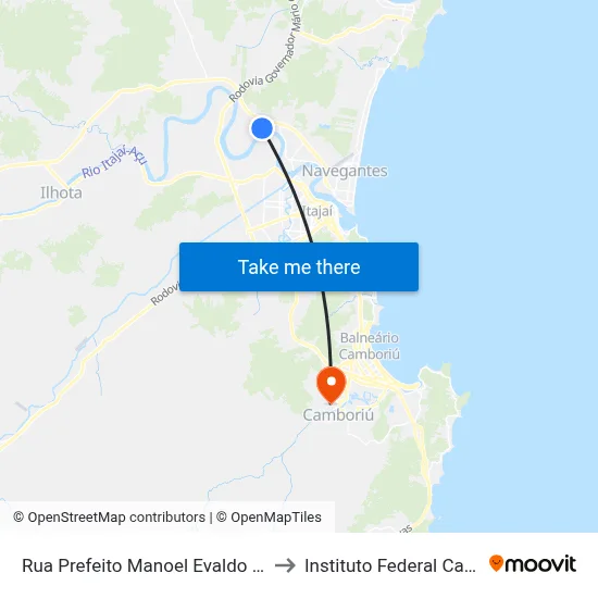 Rua Prefeito Manoel Evaldo Müller 3449 to Instituto Federal Catarinense map