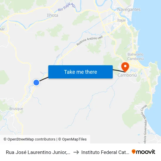 Rua José Laurentino Junior, 2368-2812 to Instituto Federal Catarinense map