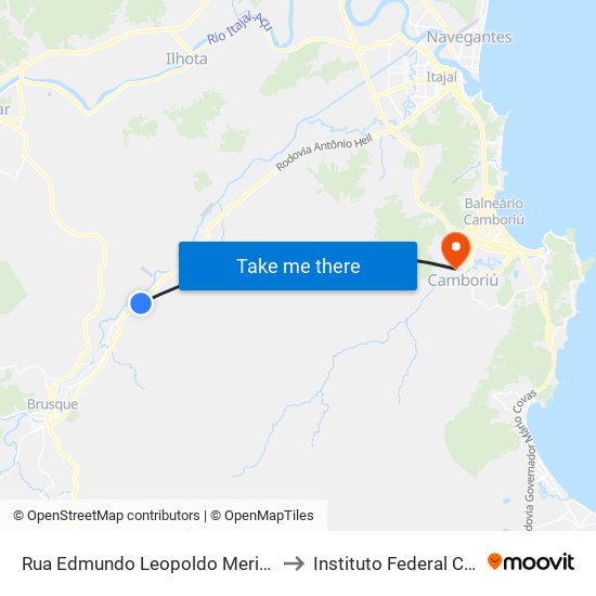 Rua Edmundo Leopoldo Merizio, 3730-3946 to Instituto Federal Catarinense map