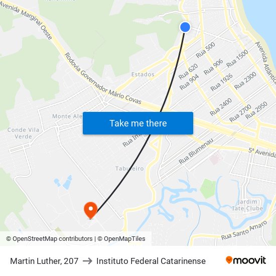 Martin Luther, 207 to Instituto Federal Catarinense map