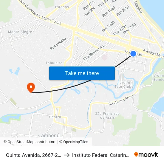 Quinta Avenida, 2667-2731 to Instituto Federal Catarinense map