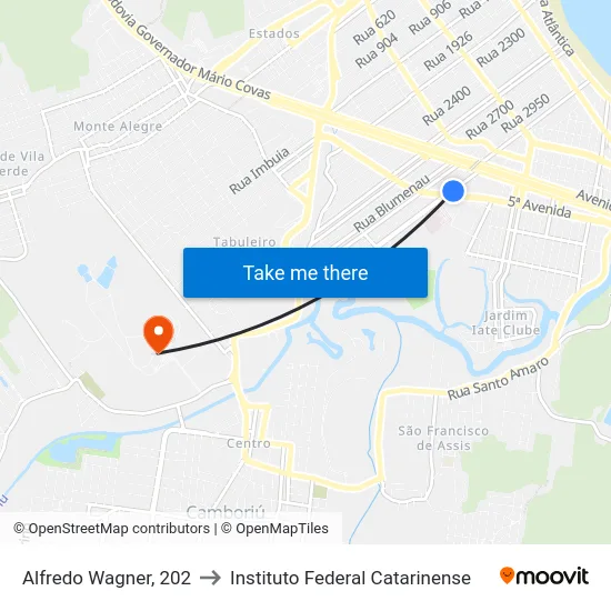 Alfredo Wagner, 202 to Instituto Federal Catarinense map