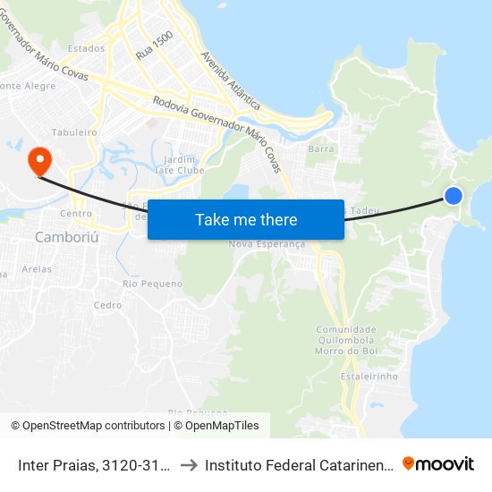 Inter Praias, 3120-3180 to Instituto Federal Catarinense map