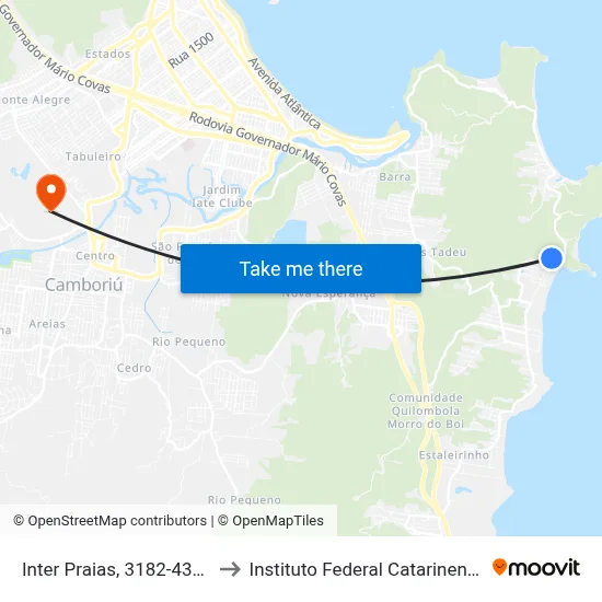 Inter Praias, 3182-4368 to Instituto Federal Catarinense map