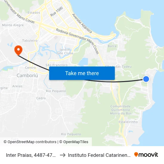 Inter Praias, 4487-4705 to Instituto Federal Catarinense map