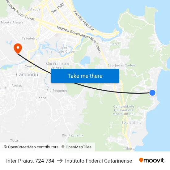 Inter Praias, 724-734 to Instituto Federal Catarinense map