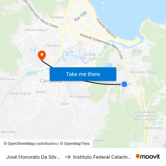 José Honorato Da Silva, 60 to Instituto Federal Catarinense map