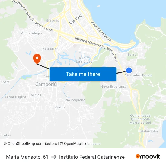 Maria Mansoto, 61 to Instituto Federal Catarinense map