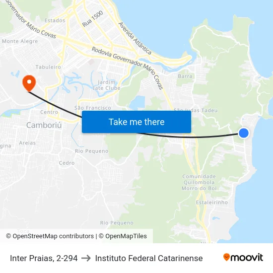 Inter Praias, 2-294 to Instituto Federal Catarinense map