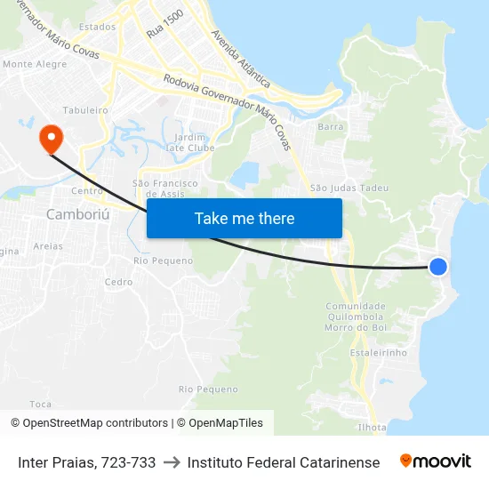 Inter Praias, 723-733 to Instituto Federal Catarinense map