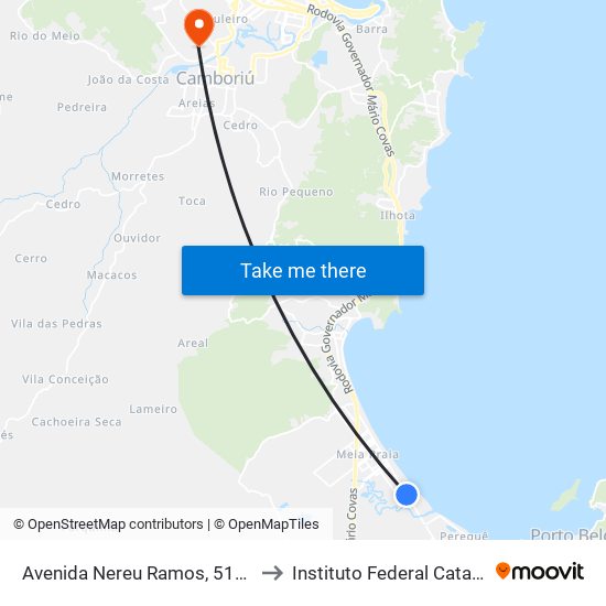 Avenida Nereu Ramos, 5149-5205 to Instituto Federal Catarinense map