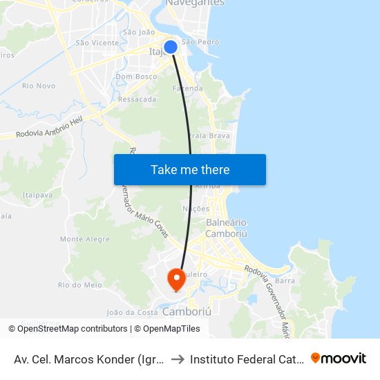 Av. Cel. Marcos Konder (Igreja Matriz) to Instituto Federal Catarinense map