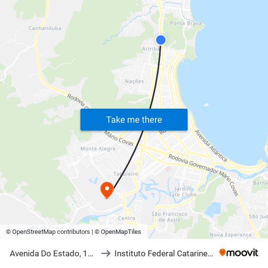 Avenida Do Estado, 1200 to Instituto Federal Catarinense map
