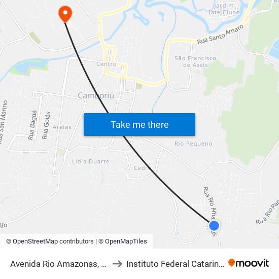 Avenida Rio Amazonas, 2215 to Instituto Federal Catarinense map