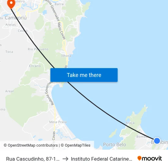 Rua Cascudinho, 87-167 to Instituto Federal Catarinense map