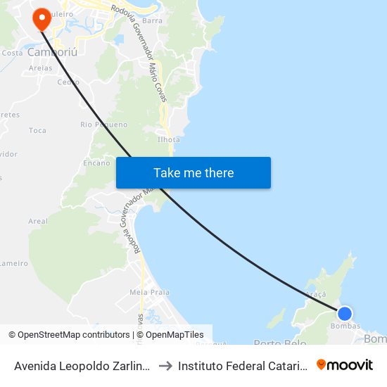 Avenida Leopoldo Zarling, 360 to Instituto Federal Catarinense map