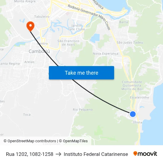 Rua 1202, 1082-1258 to Instituto Federal Catarinense map