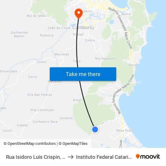 Rua Isidoro Luís Crispin, 3847 to Instituto Federal Catarinense map