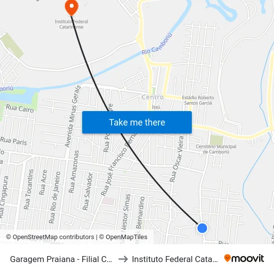 Garagem Praiana - Filial Camboriú to Instituto Federal Catarinense map