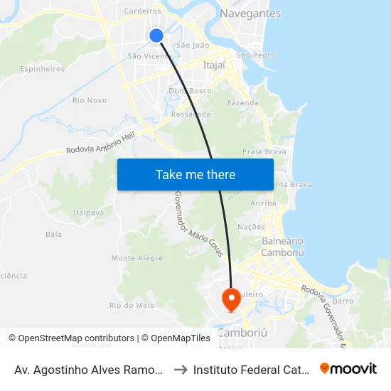 Av. Agostinho Alves Ramos, 440-488 to Instituto Federal Catarinense map