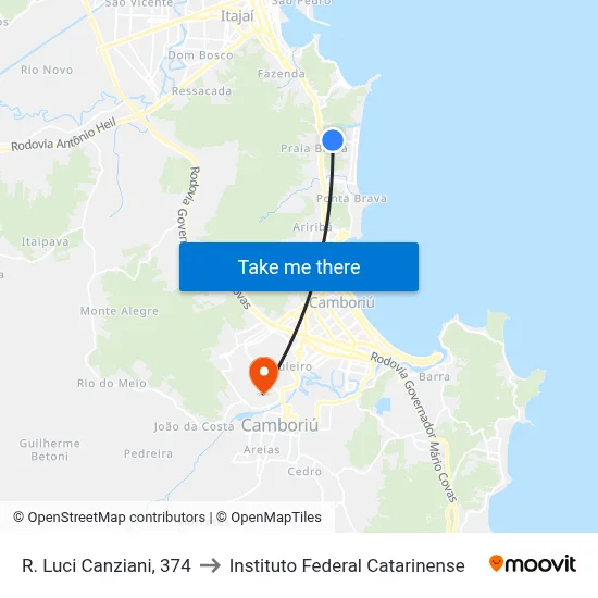R. Luci Canziani, 374 to Instituto Federal Catarinense map