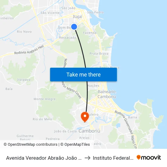 Avenida Vereador Abraão João Francisco, 3934-4240 to Instituto Federal Catarinense map