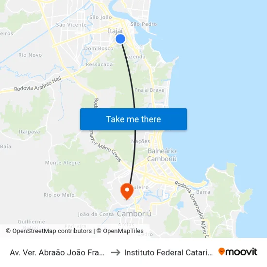 Av. Ver. Abraão João Francisco to Instituto Federal Catarinense map