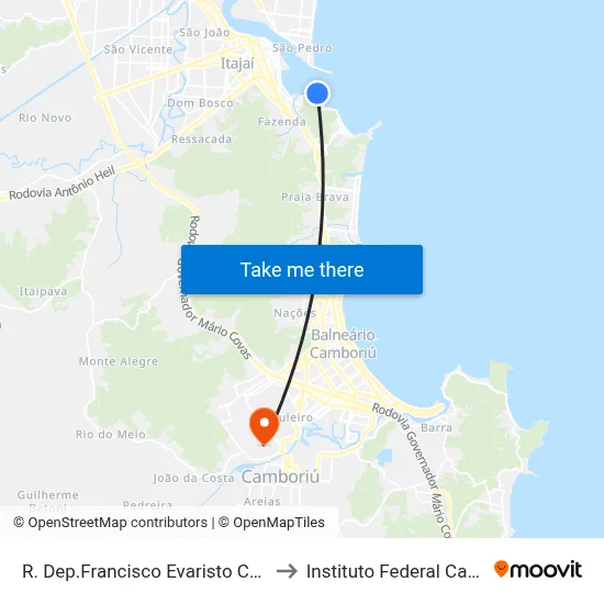 R. Dep.Francisco Evaristo Canziani, 901 to Instituto Federal Catarinense map