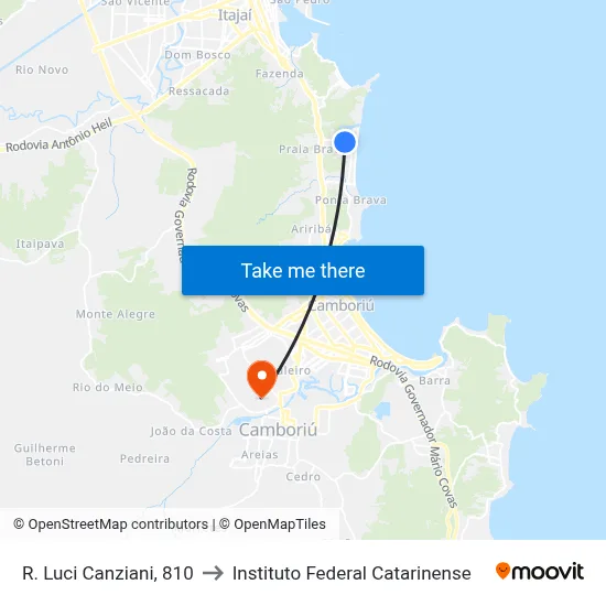 R. Luci Canziani, 810 to Instituto Federal Catarinense map
