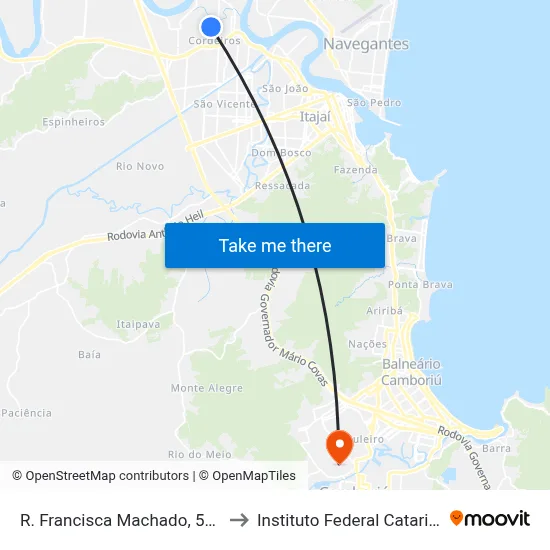 R. Francisca Machado, 537-591 to Instituto Federal Catarinense map