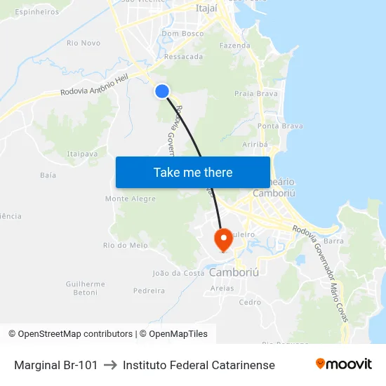 Marginal Br-101 to Instituto Federal Catarinense map