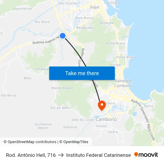 Rod. Antônio Hell, 716 to Instituto Federal Catarinense map