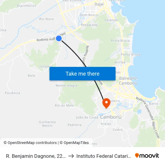 R. Benjamin Dagnone, 226-300 to Instituto Federal Catarinense map