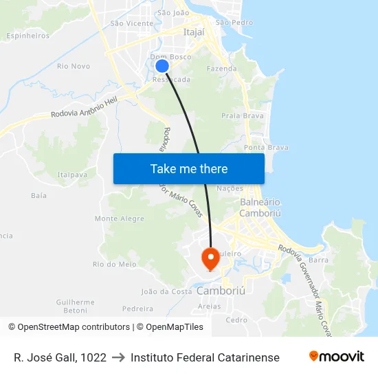 R. José Gall, 1022 to Instituto Federal Catarinense map