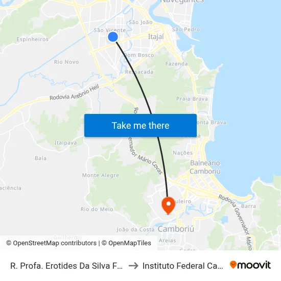 R. Profa. Erotides Da Silva Fontes, 1276 to Instituto Federal Catarinense map