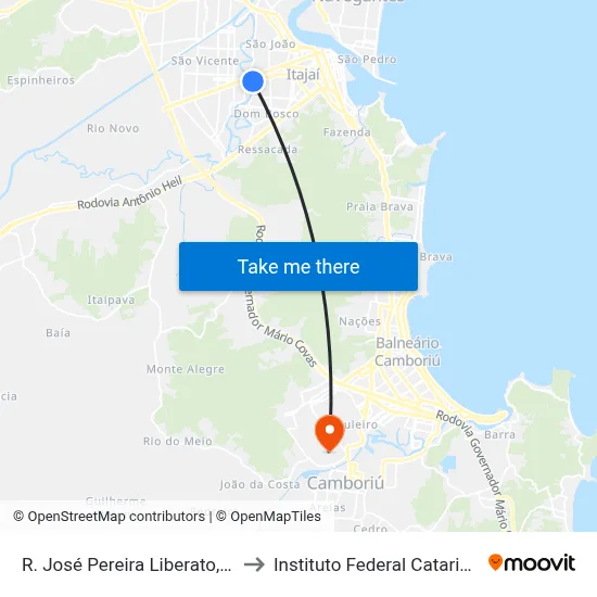 R. José Pereira Liberato, 2200 to Instituto Federal Catarinense map
